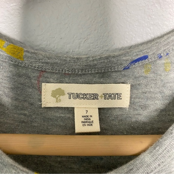 Tucker + Tate Girl’s Dress Size 7, Short Sleeve Gray Multi Color Smily - Picture 7 of 10